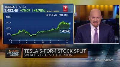 An investor has 100 shares of Tesla (TSLA) when the stock undergoes a 5-for-1 split. After the split, she has which of the following?